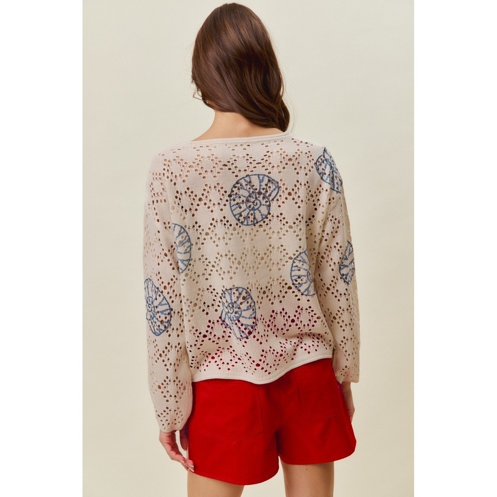 SO ME Seashell Lightweight Sweater Top - Large - Picture 2 of 16